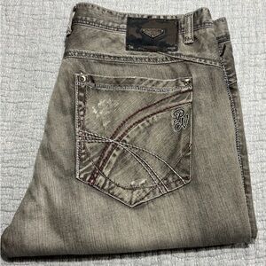 VINTAGE Y2K PARISH NATION BAGGY 44 JEANS BUTTON‎ FLY WIDE LEG HIP HOP BLACK CAST